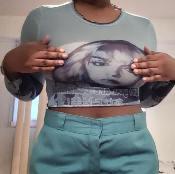 Y2k sheer blue lonsleeve - Picture 3 of 3